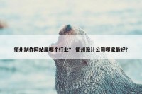衢州制作网站属哪个行业？ 衢州设计公司哪家最好？