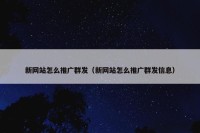 新网站怎么推广群发（新网站怎么推广群发信息）