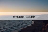 SEO职业道德？ seo从业者？