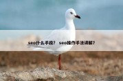 seo什么手段？ seo操作手法讲解？