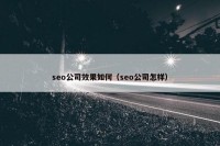 seo公司效果如何（seo公司怎样）