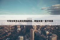 不发文章怎么优化网站排名，网站文章一直不收录