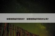 有哪些网站开发技术？ 有哪些网站开发技术公司？