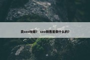 卖seo秘籍？ seo销售是做什么的？