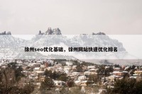 徐州seo优化基础，徐州网站快速优化排名