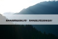 苏州电商网站定制公司？ 苏州电商公司比较有名的？