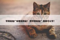 学网络推广有哪些网站？ 想学网络推广 哪里可以学？