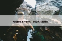 网站优化用户影响？ 网站优化的建议？