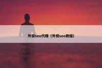 外贸seo代理（外贸seo教程）