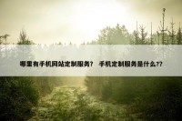 哪里有手机网站定制服务？ 手机定制服务是什么?？