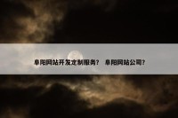 阜阳网站开发定制服务？ 阜阳网站公司？