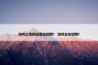 池州公司网站建设招聘？ 池州企业招聘？