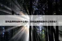 深圳品牌网站制作公司？ 深圳品牌网站制作公司排名？