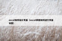 excel如何设计页面（excel表格如何进行页面设置）