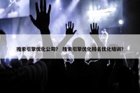 搜索引擎优化公司？ 搜索引擎优化排名优化培训？