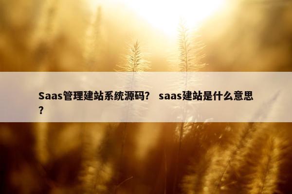 Saas管理建站系统源码？ saas建站是什么意思？