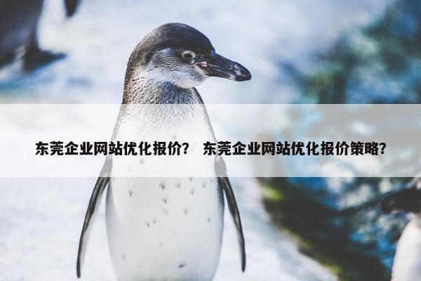 东莞企业网站优化报价？ 东莞企业网站优化报价策略？