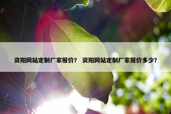 资阳网站定制厂家报价？ 资阳网站定制厂家报价多少？