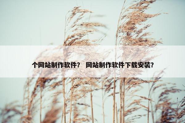 个网站制作软件？ 网站制作软件下载安装？