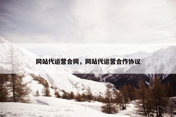 网站代运营合同，网站代运营合作协议