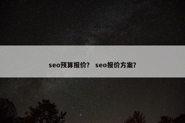 seo预算报价？ seo报价方案？