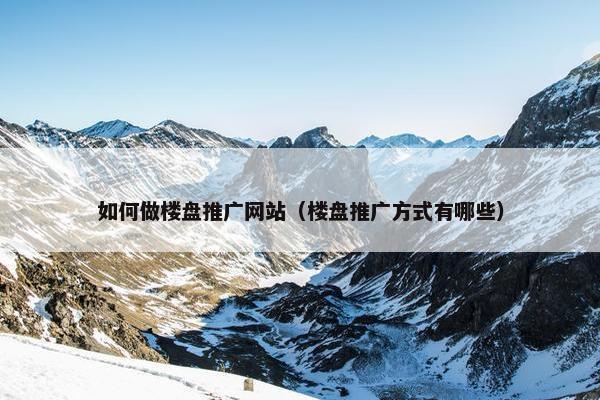 如何做楼盘推广网站（楼盘推广方式有哪些）