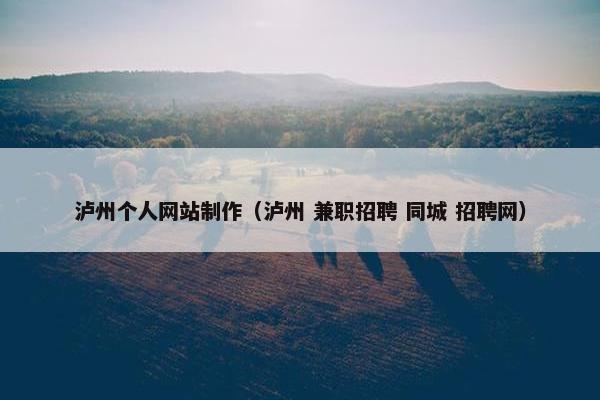 泸州个人网站制作（泸州 兼职招聘 同城 招聘网）