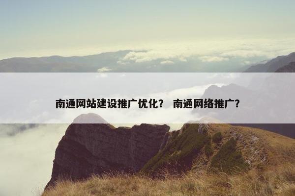 南通网站建设推广优化？ 南通网络推广？