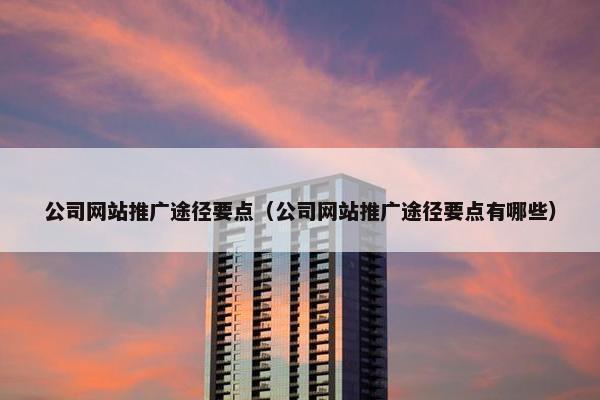公司网站推广途径要点（公司网站推广途径要点有哪些）