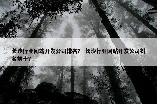 长沙行业网站开发公司排名？ 长沙行业网站开发公司排名前十？