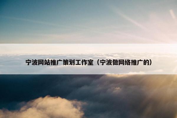 宁波网站推广策划工作室（宁波做网络推广的）