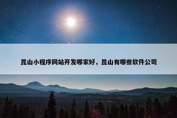 昆山小程序网站开发哪家好，昆山有哪些软件公司