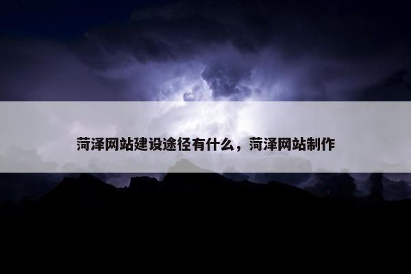 菏泽网站建设途径有什么，菏泽网站制作