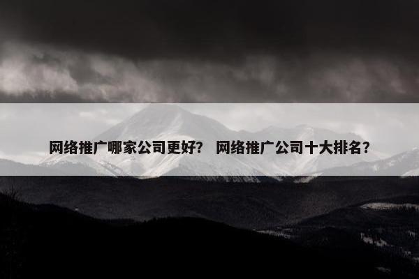 网络推广哪家公司更好？ 网络推广公司十大排名？