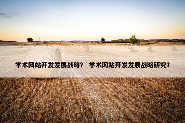 学术网站开发发展战略？ 学术网站开发发展战略研究？