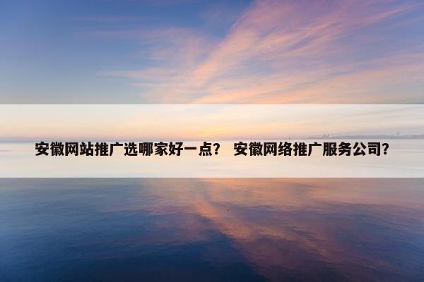 安徽网站推广选哪家好一点？ 安徽网络推广服务公司？