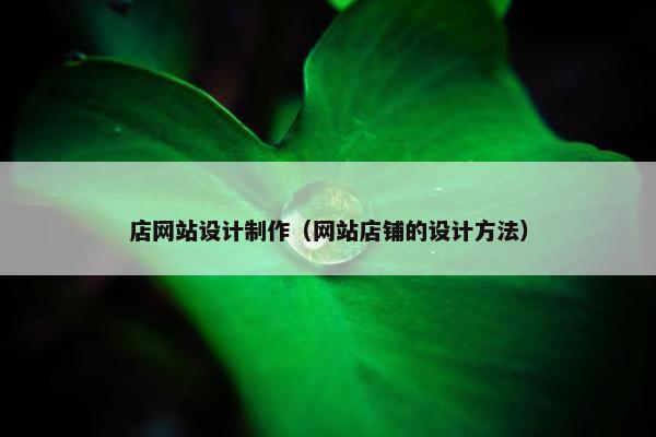 店网站设计制作（网站店铺的设计方法）