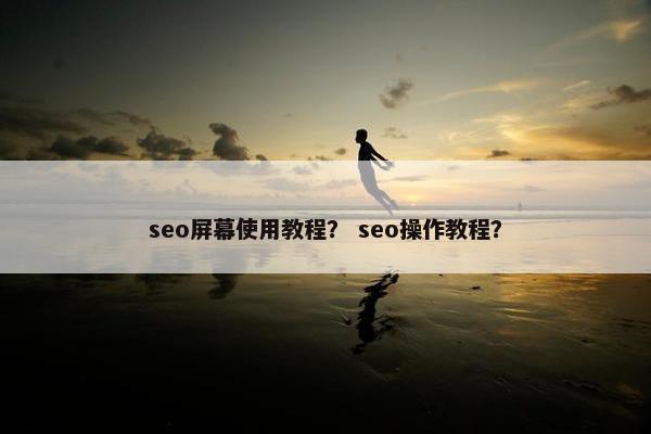 seo屏幕使用教程？ seo操作教程？