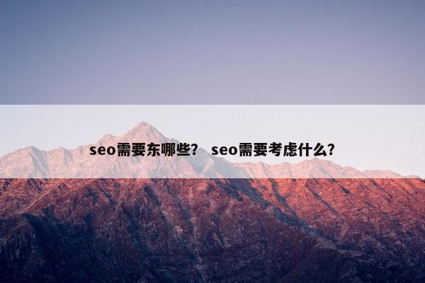 seo需要东哪些？ seo需要考虑什么？
