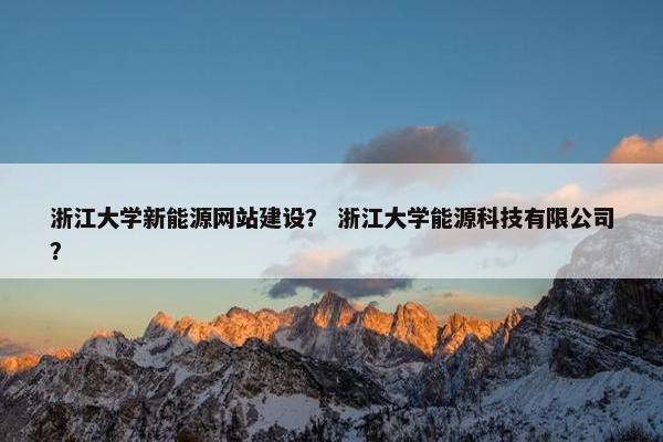 浙江大学新能源网站建设？ 浙江大学能源科技有限公司？
