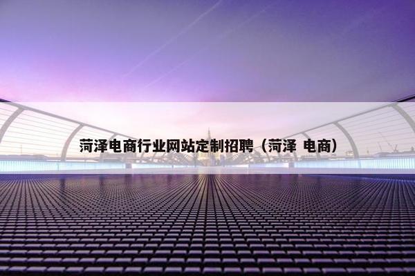 菏泽电商行业网站定制招聘（菏泽 电商）