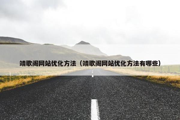 靖歌阁网站优化方法（靖歌阁网站优化方法有哪些）