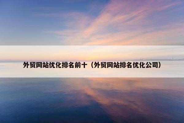 外贸网站优化排名前十（外贸网站排名优化公司）