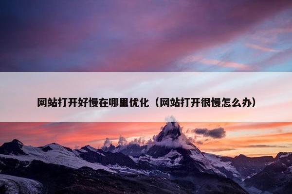 网站打开好慢在哪里优化（网站打开很慢怎么办）