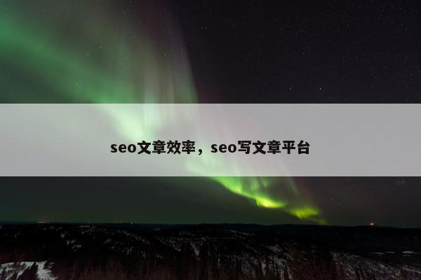 seo文章效率，seo写文章平台