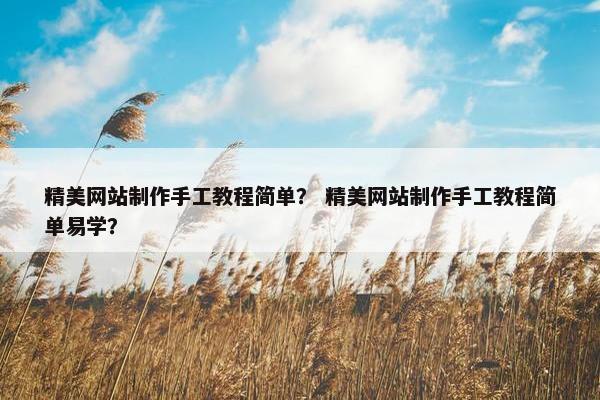 精美网站制作手工教程简单？ 精美网站制作手工教程简单易学？