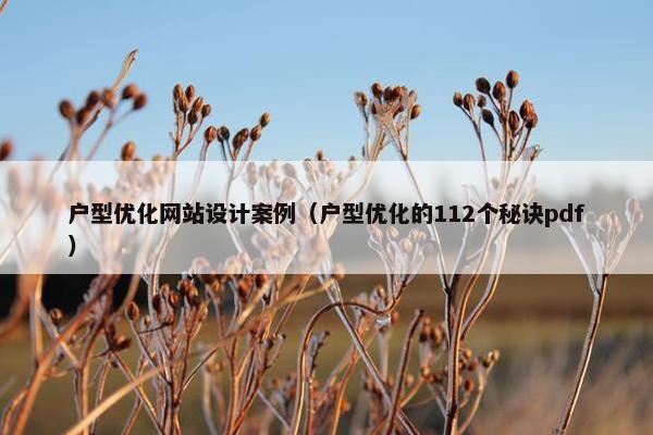 户型优化网站设计案例（户型优化的112个秘诀pdf）