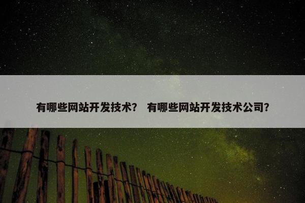 有哪些网站开发技术？ 有哪些网站开发技术公司？