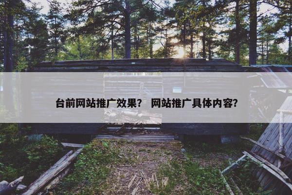 台前网站推广效果？ 网站推广具体内容？
