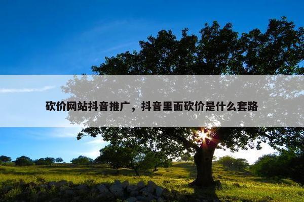 砍价网站抖音推广，抖音里面砍价是什么套路